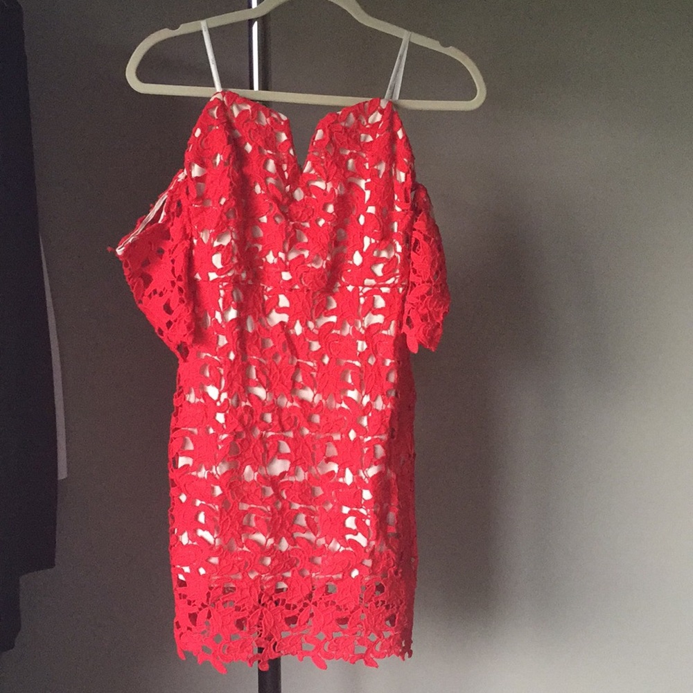 Red Sweetheart Lace Mini Dress (NWT)